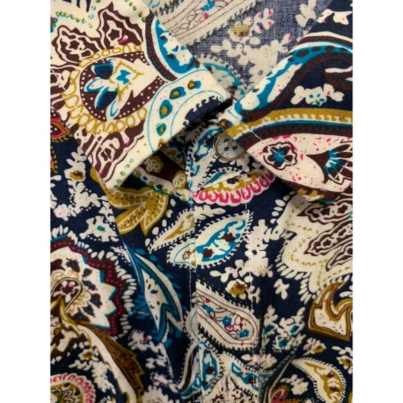 SSLR Men's Paisley Print‎ Long Sleeve Button-Up Shirt Multicolor Medium - Picture 3 of 6